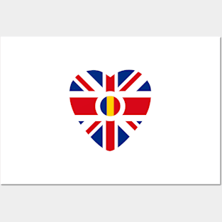 British Romanian Multinational Patriot Flag (Heart) Posters and Art